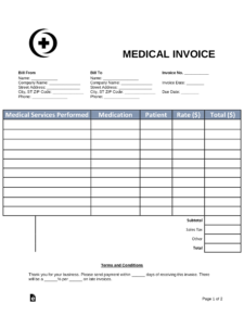 printable medical invoice template | Templateral