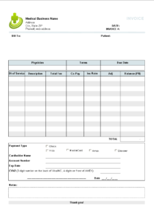 printable medical invoice template sample