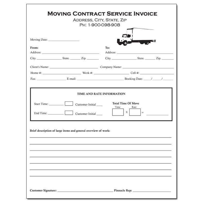 printable moving invoice template example