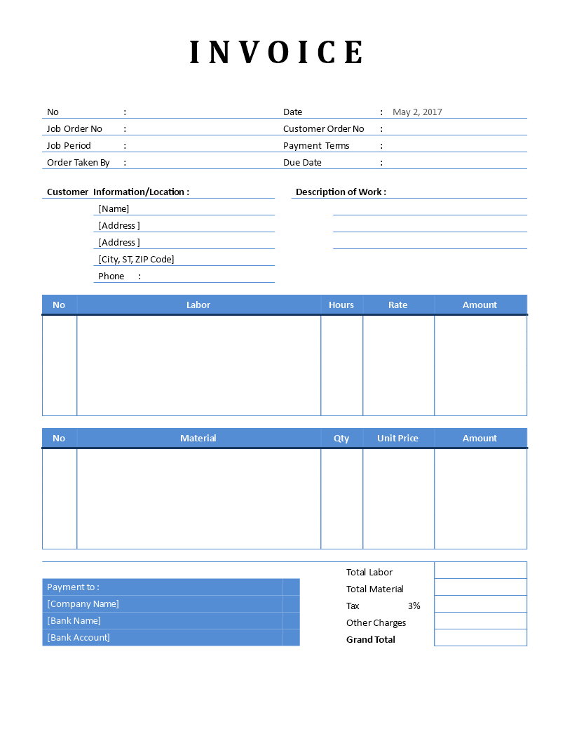 printable plumbing invoice template sample