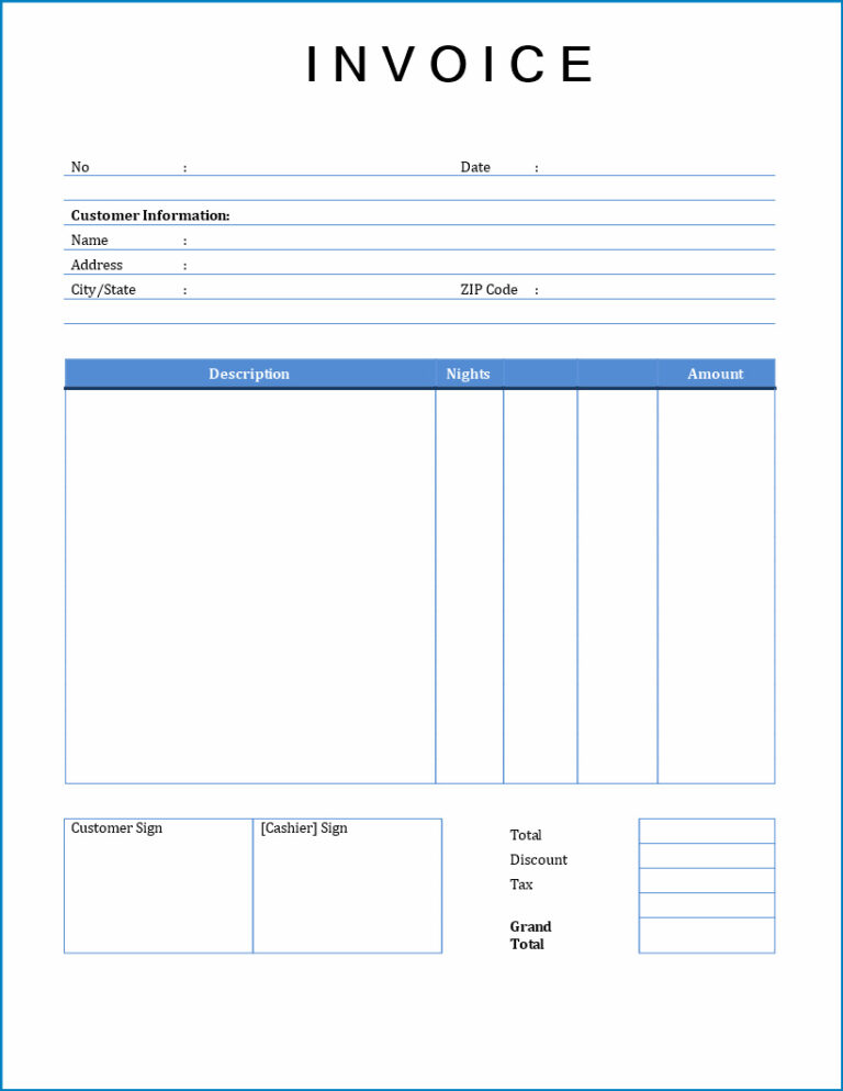 √ Free Printable Rent Invoice Template Word