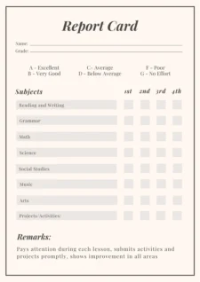 report card template editable