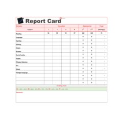 report card template free