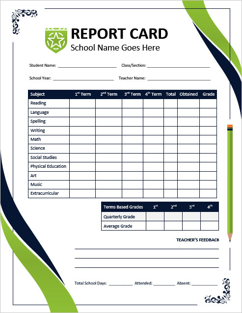 report card word template report card word template