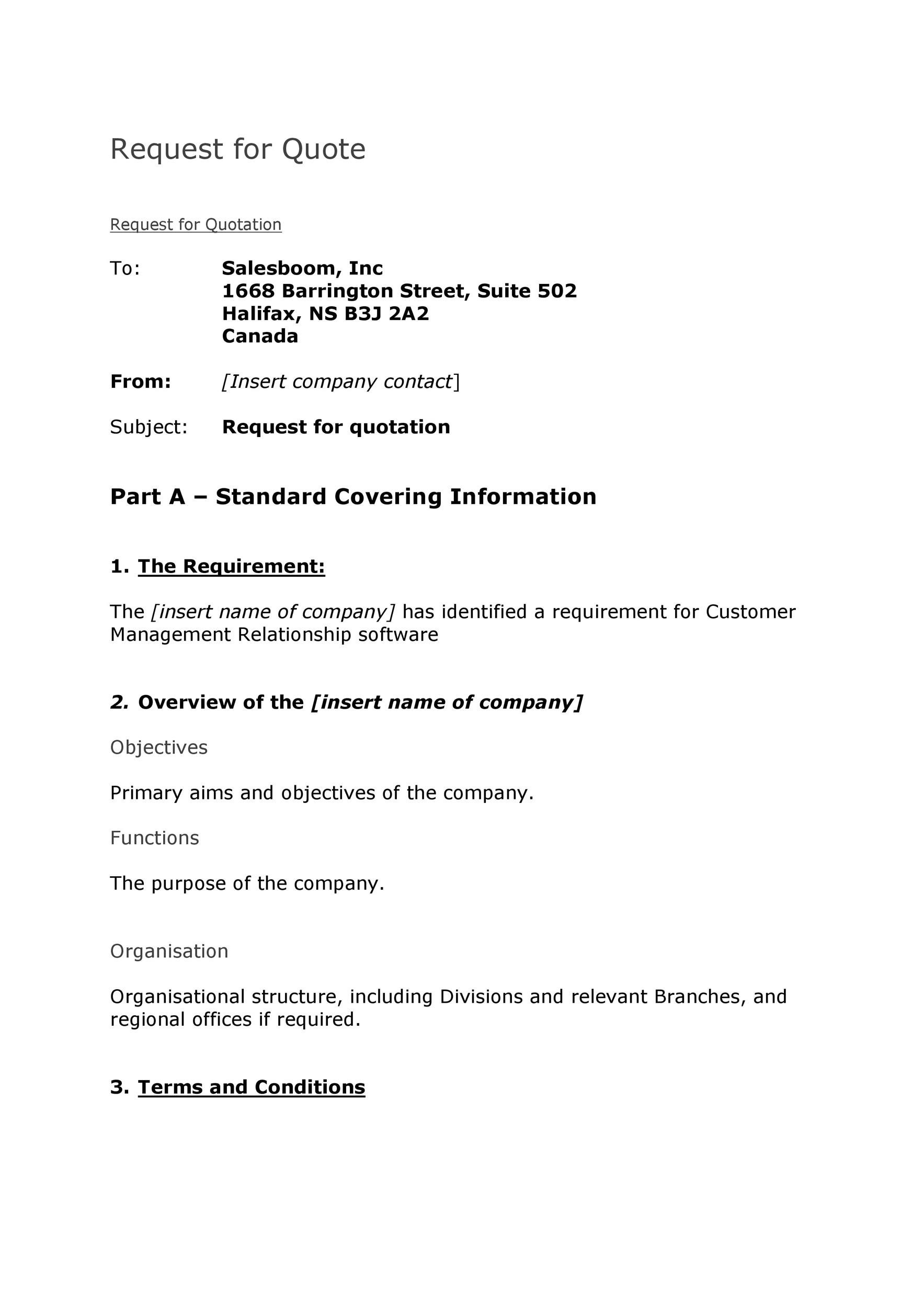 request for quote template email request for quote template email