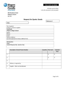 request for quote template excel