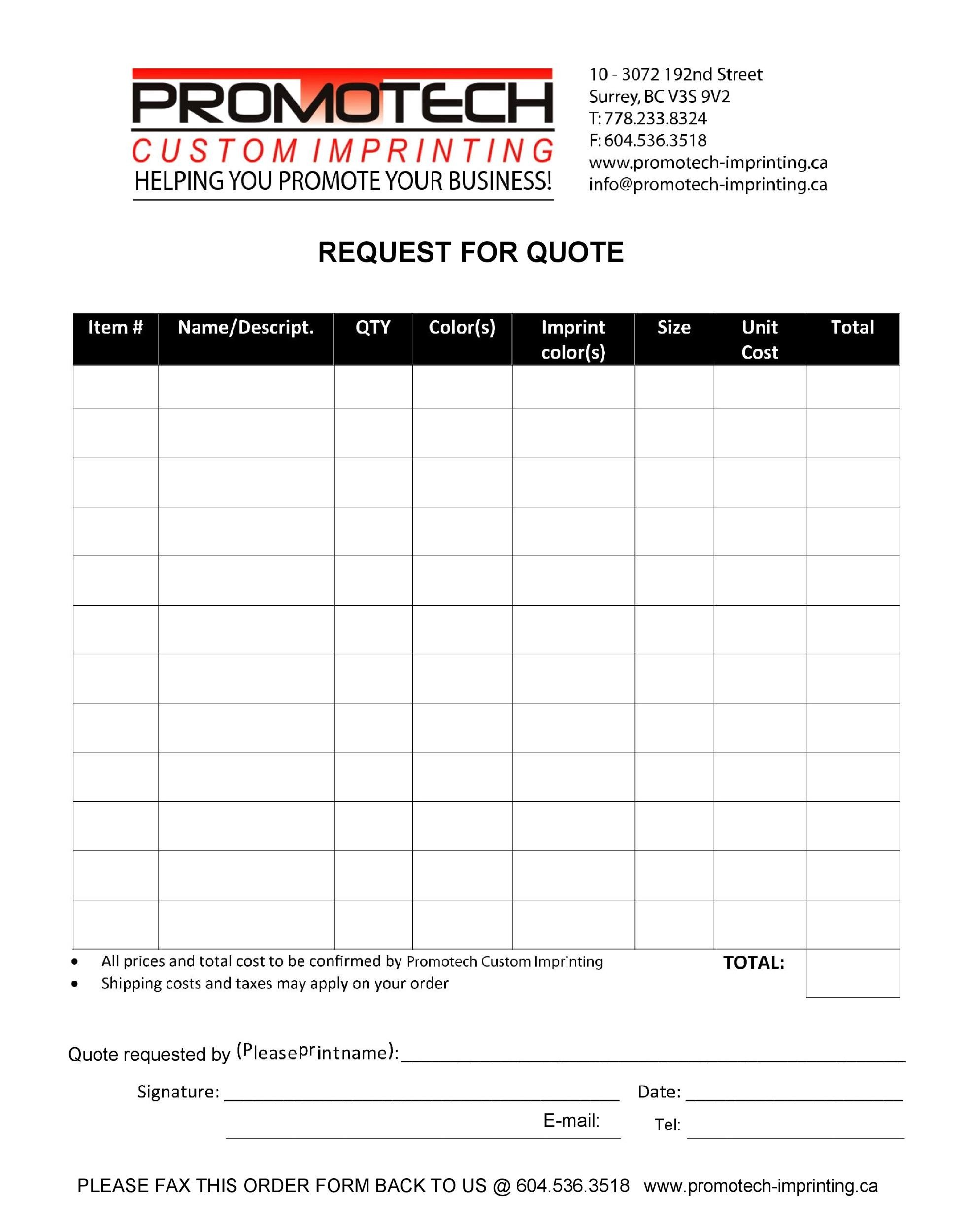 request for quote template government request for quote template government