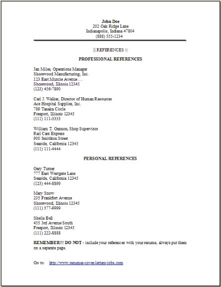 resume references template word resume references template word