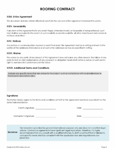 roofing contract template word