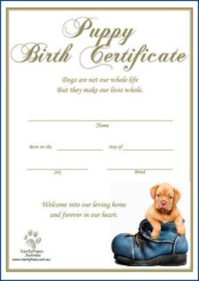 sample of dog birth certificate template