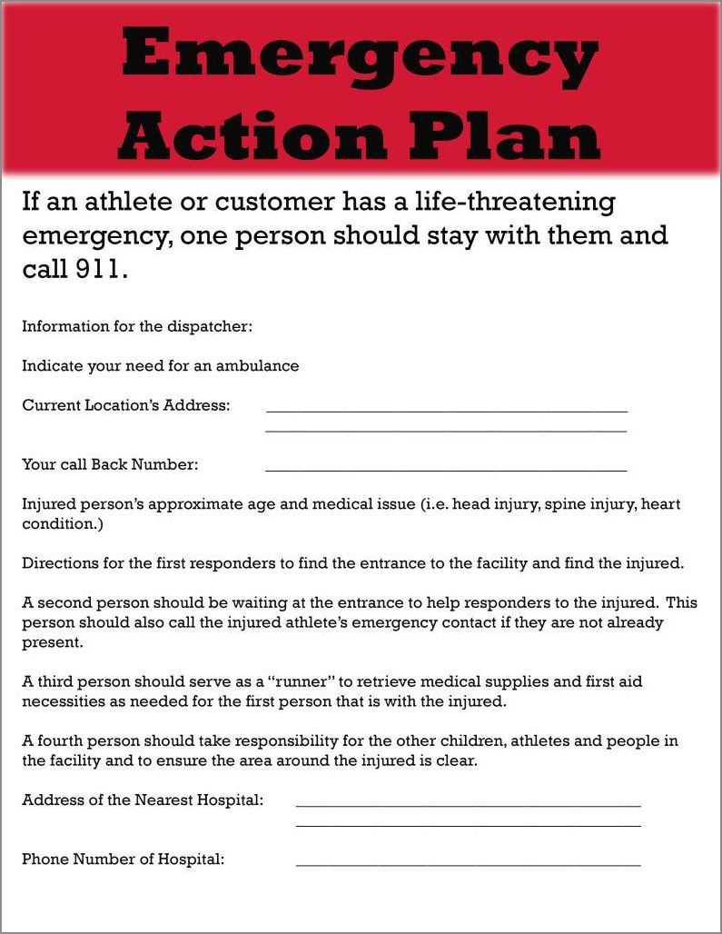  Printable Emergency Action Plan Template