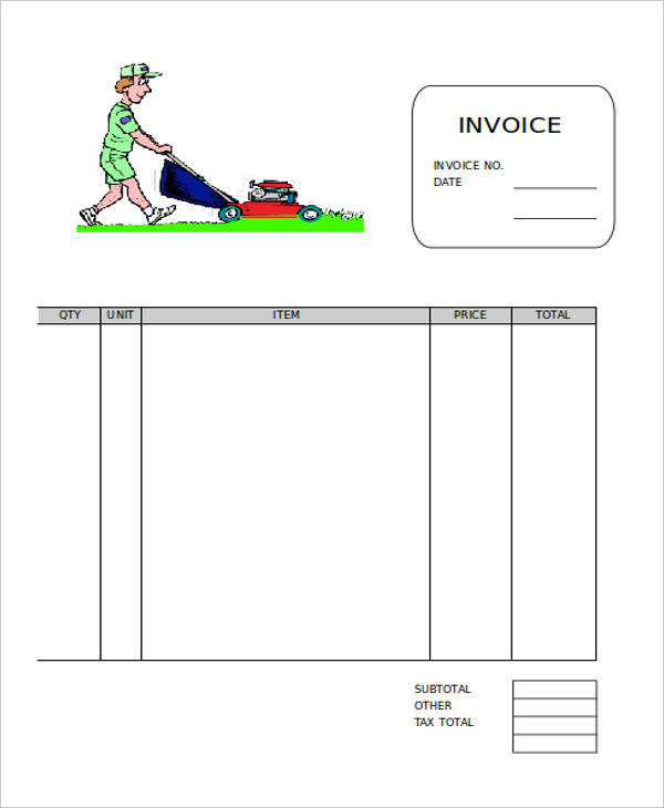 sample of invoice template for lawn services