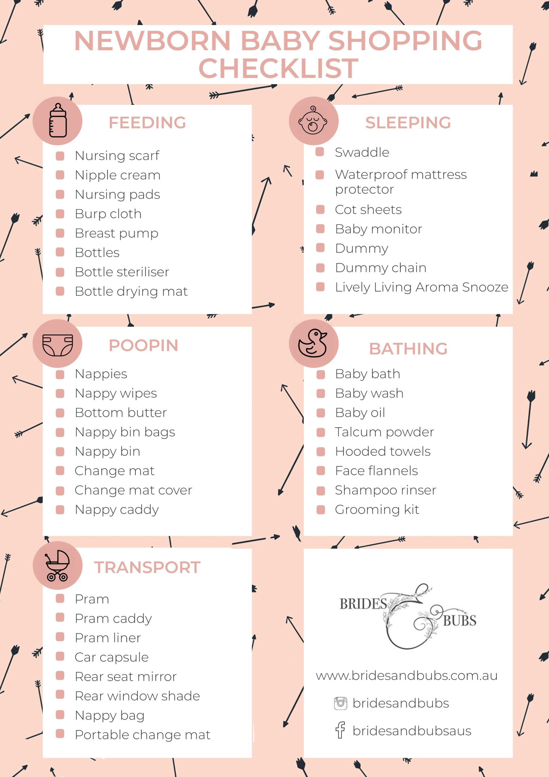 sample of newborn shopping checklist template