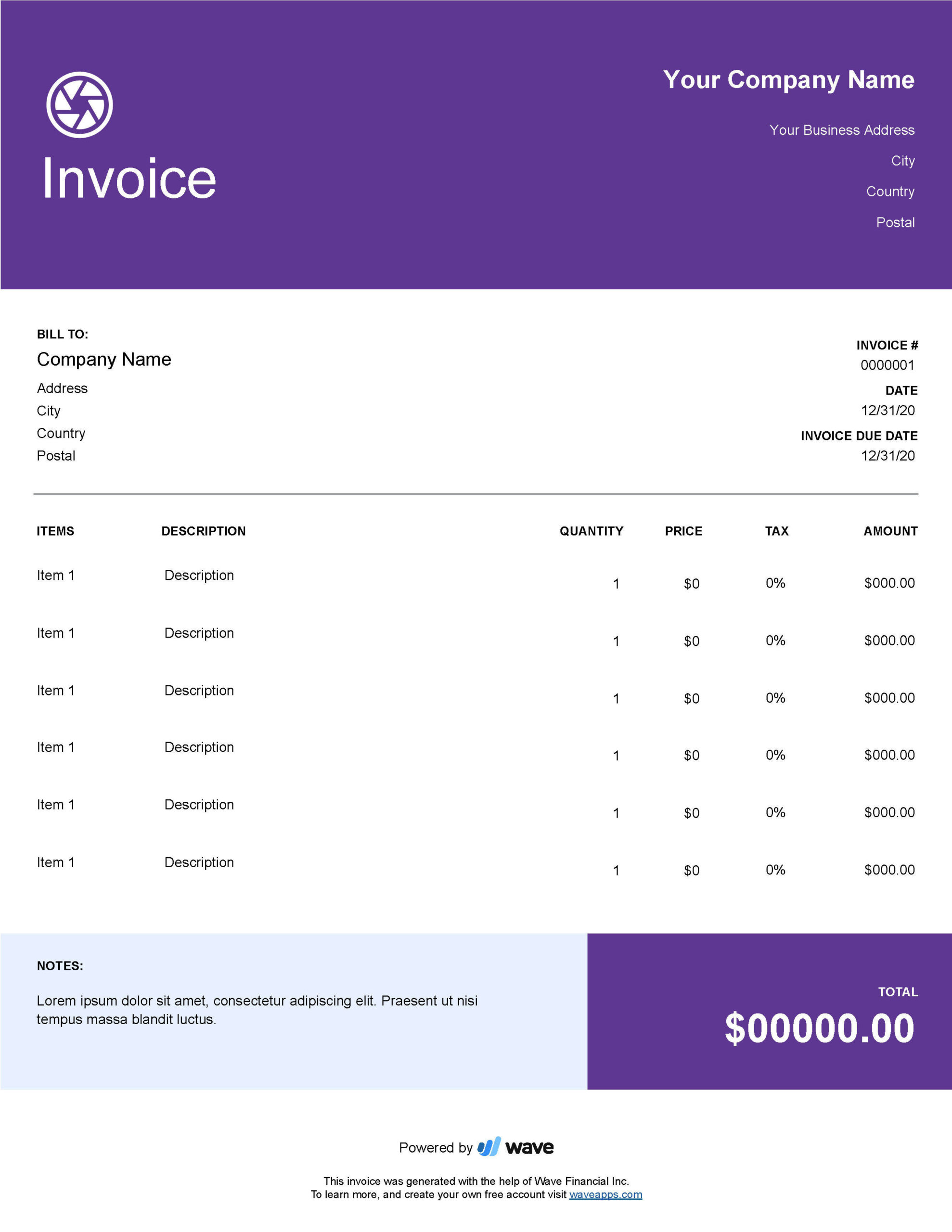 sample of photographer invoice template