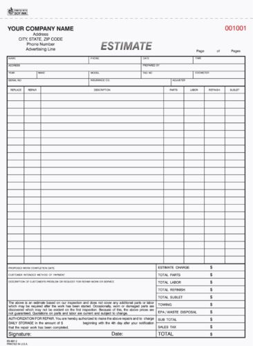 √ Printable Mechanic Estimate Template