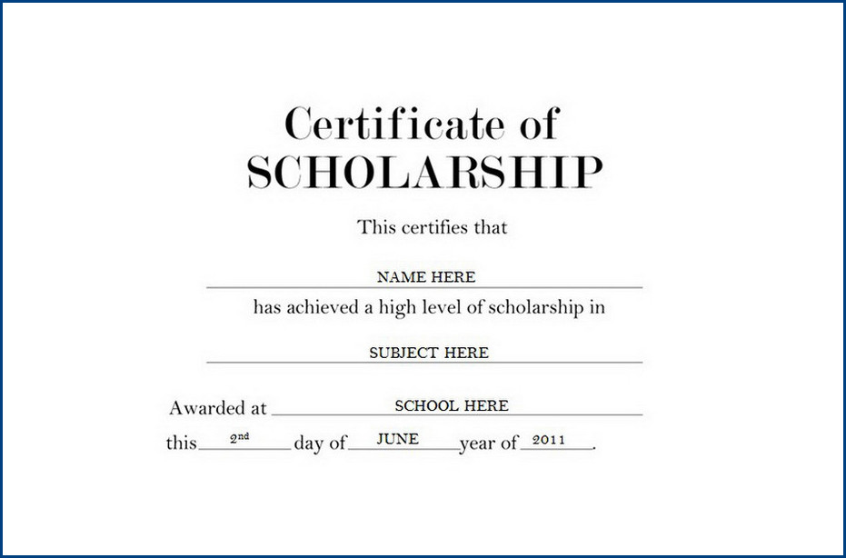 sample of scholarship award certificate template