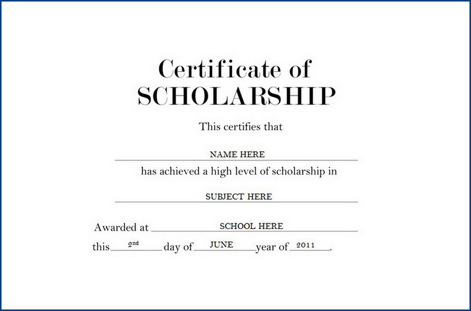 sample of scholarship award certificate template sample of scholarship award certificate template