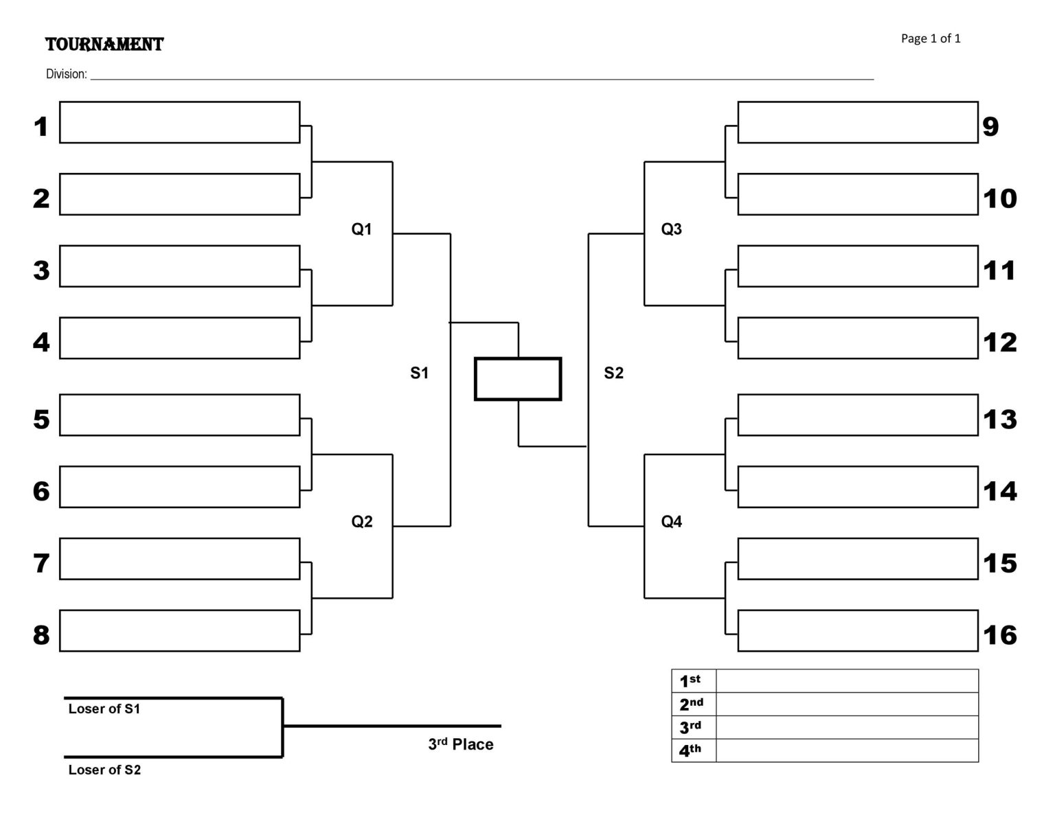 √ Free Printable Tournament Bracket Template