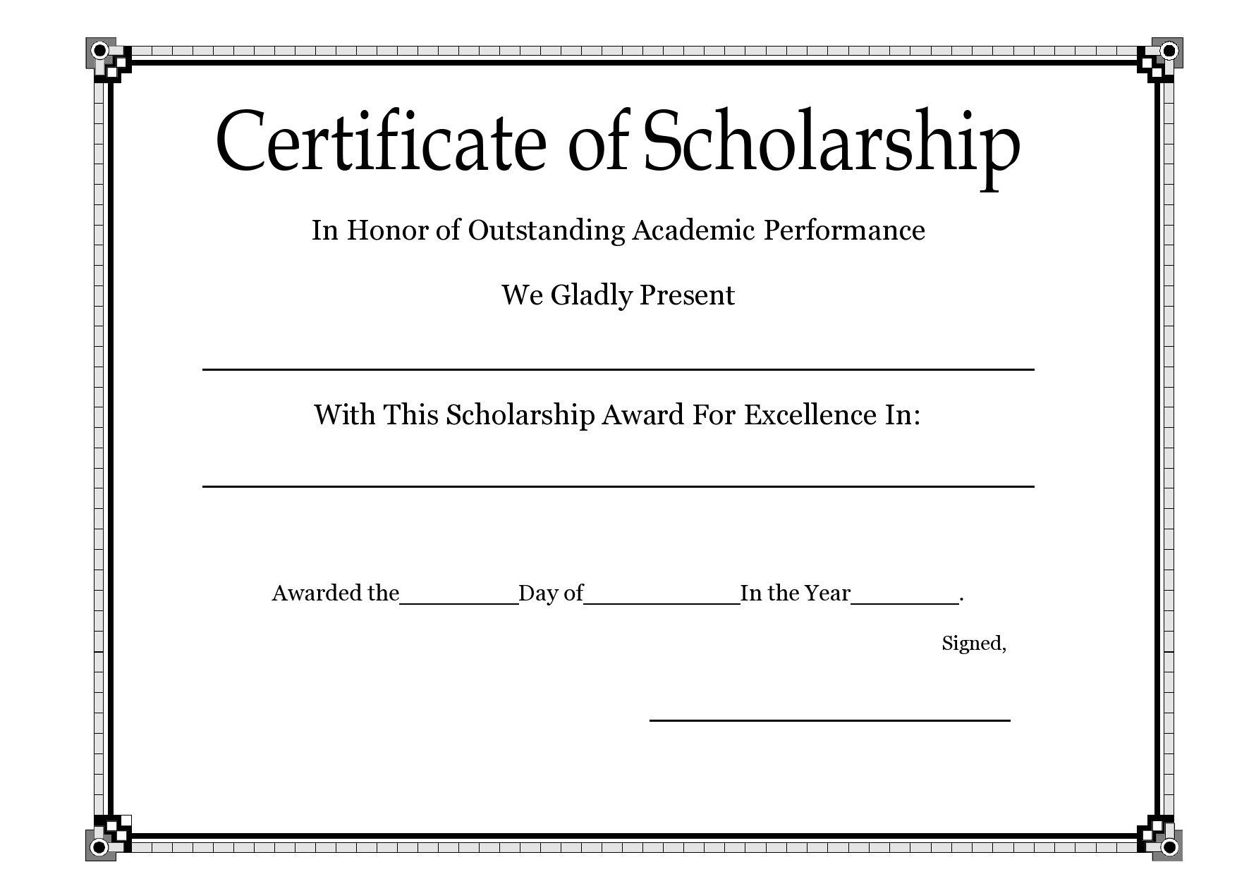 scholarship award certificate template