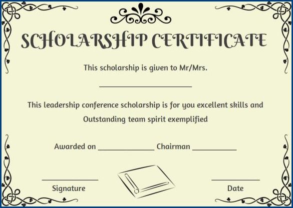 scholarship award certificate template sample