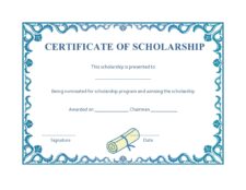 scholarship certificate template word