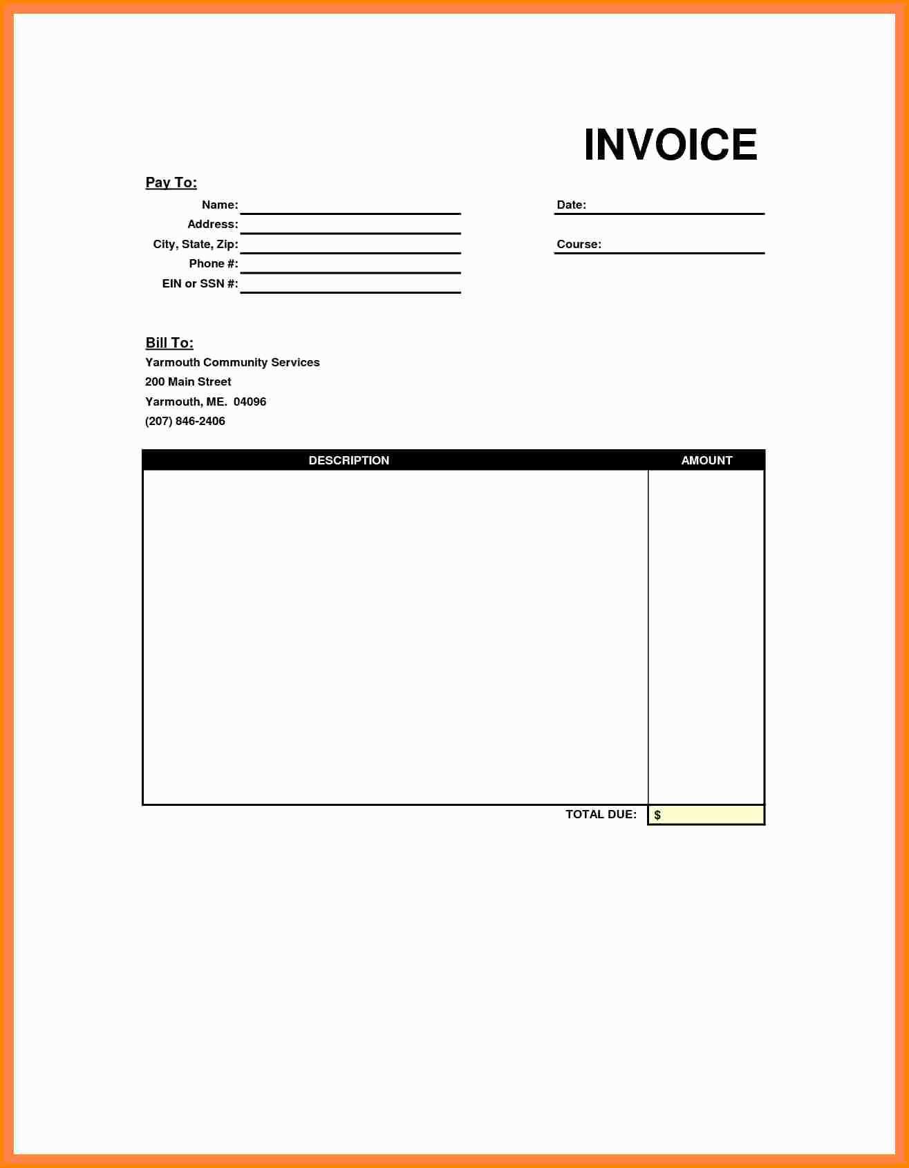 self employed blank invoice template sample