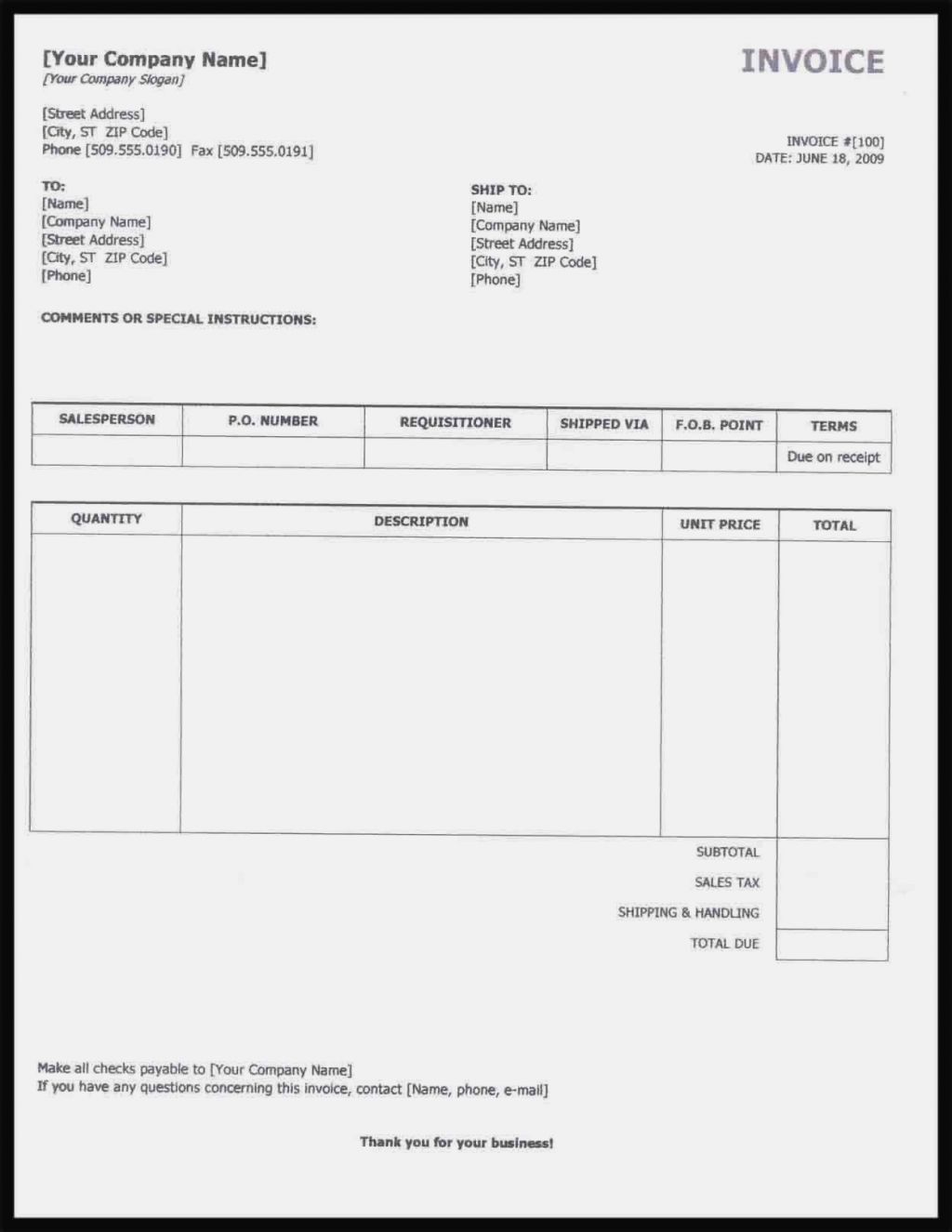 self employed contractor invoice template