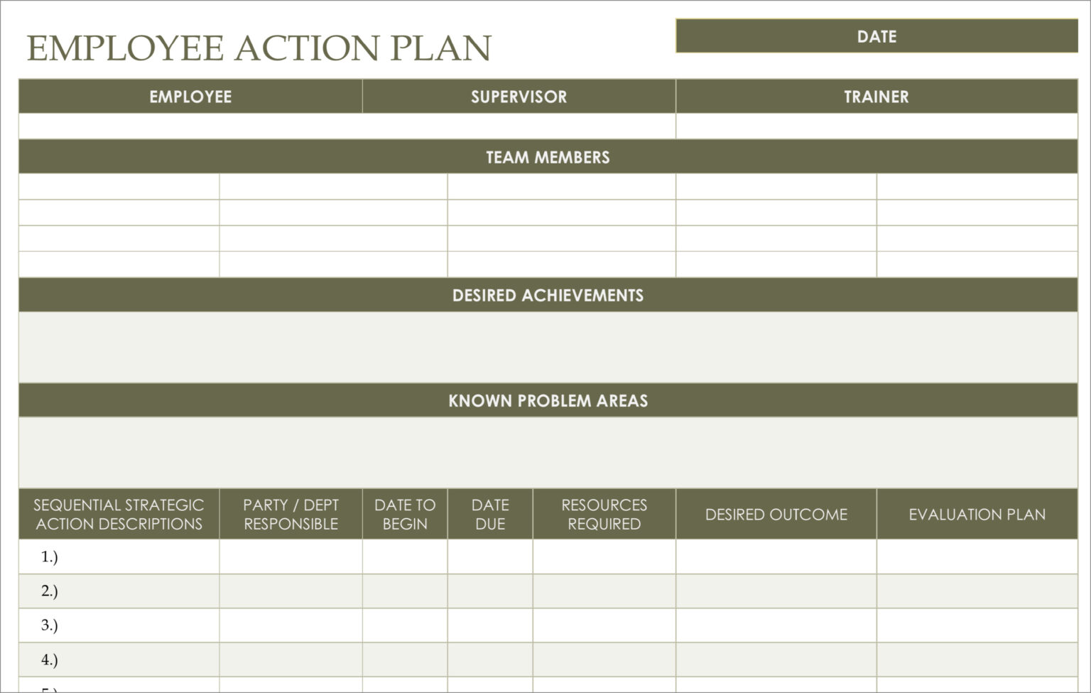  Free Printable Staff Action Plan Template