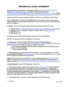standard residential lease agreement