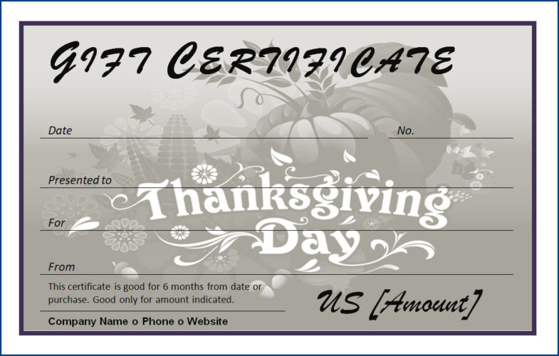 √ Thanksgiving Gift Certificate Template (Free Fillable)