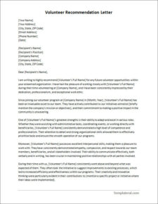 √ Volunteer Recommendation Letter Template (Example)