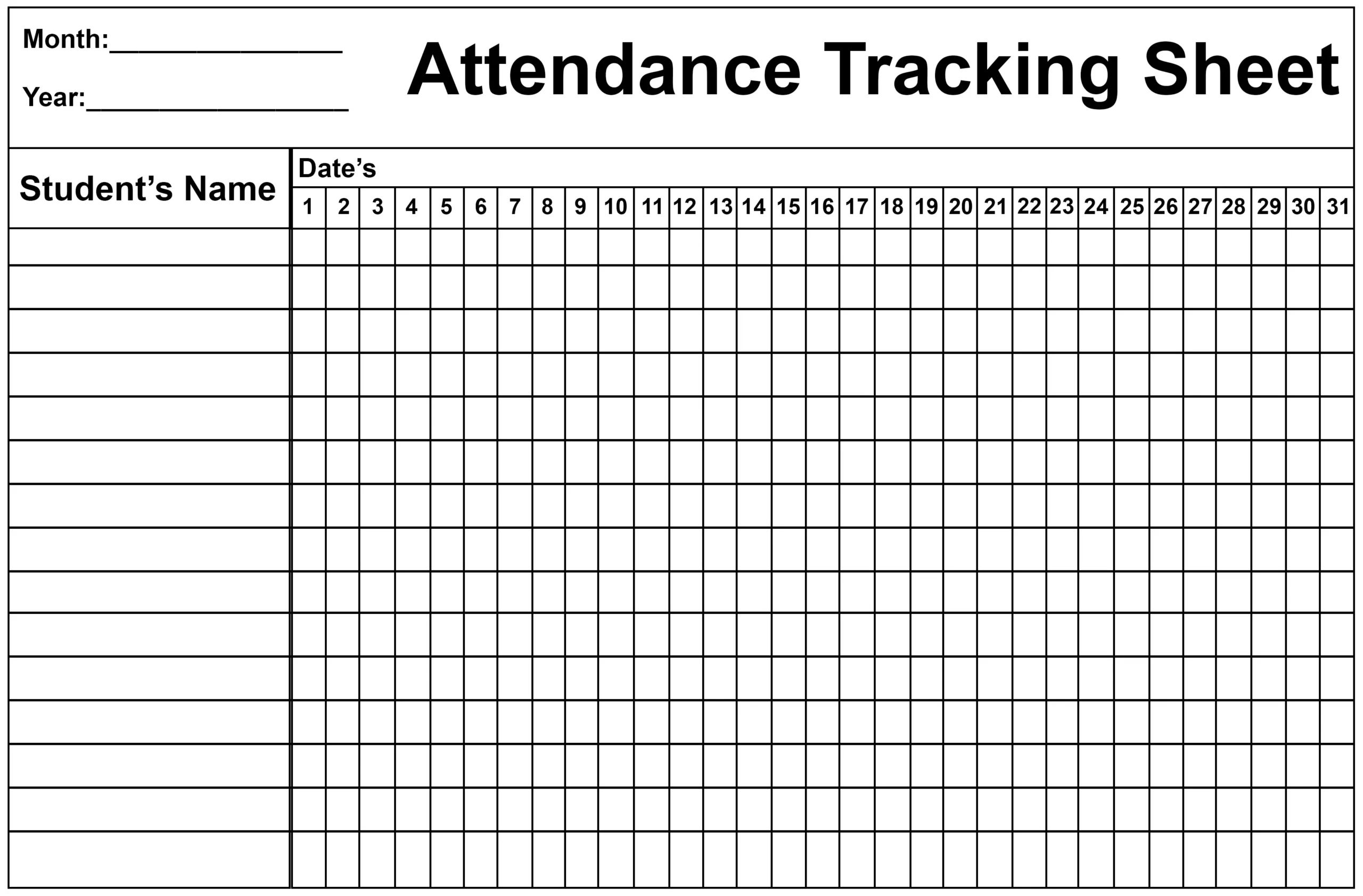 sample of blank fillable volunteers attendance sheet template word
